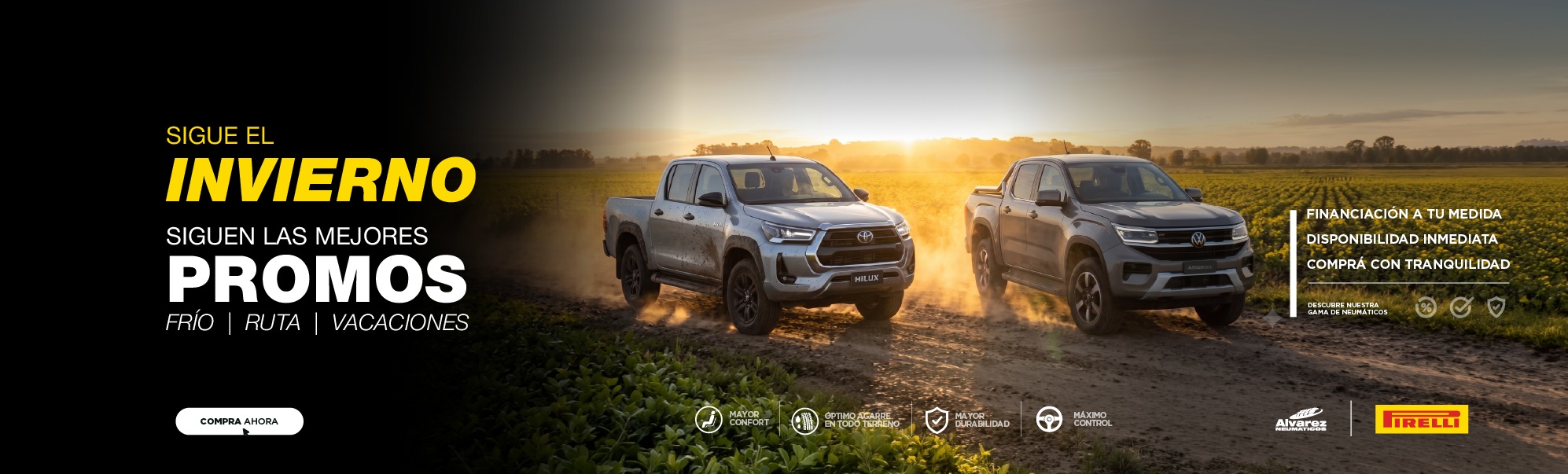 Promociones de invierno en Alvarez Neumáticos para autos, utilitarios, SUV y pickups con financiación y stock disponible